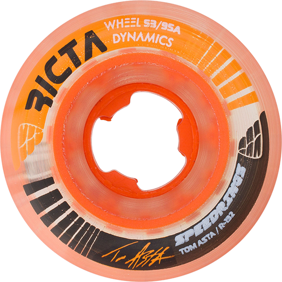 Ricta Asta Speedrings Slim 53mm 95a Clear//Orange Skateboard Wheels (Set of 4)