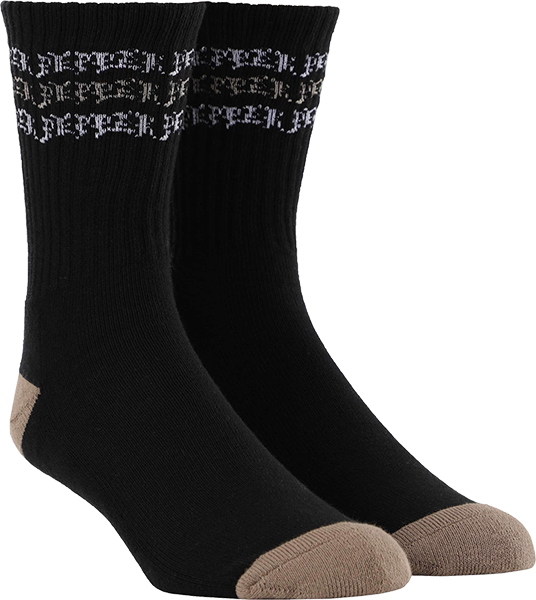 Pepper Stripes Logo Crew Sock Black 