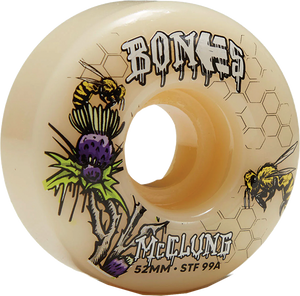 Bones Wheels Mcclung STF V1 Etnies Collab 52mm 99a Nat Skateboard Wheels (Set of 4)