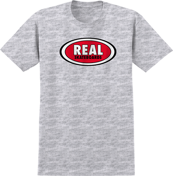 Real Oval T-Shirt - Size: LARGE Ash/Red