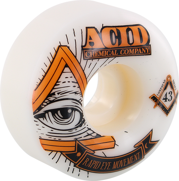 Acid Rem Pyramid 55mm 101a White Skateboard Wheels (Set of 4)