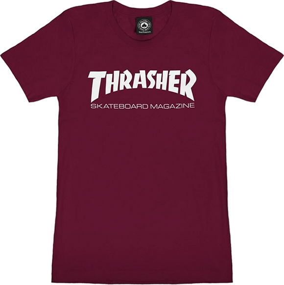 Thrasher Mag Logo Girls T-Shirt - Size: X-SMALL Maroon