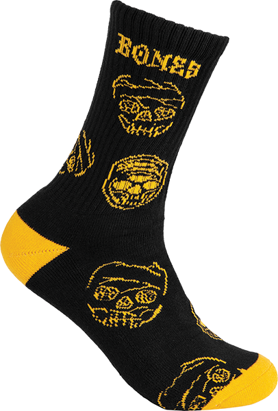 Bones Wheels Wheels Black & Gold Crew Socks Black 