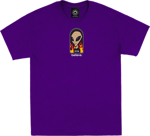 Thrasher X Alien Workshops Believe T-Shirt - Size: X-LARGE Purple