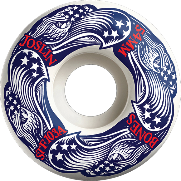 Bones Wheels Joslin STF V1 Freedom Fourever 54mm 103a White Skateboard Wheels (Set of 4)