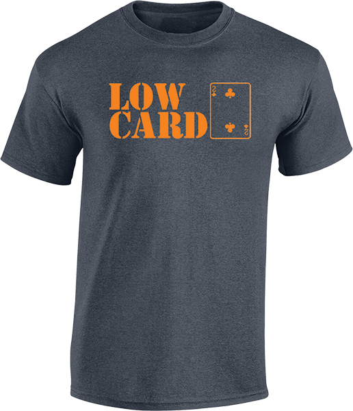 Lowcard Stacked T-Shirt - Size: LARGE Charcoal Heather Grey/Org