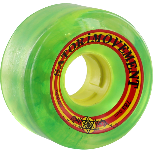 Satori Goo Ball Rasta 62mm 78a Clear Green Longboard Wheels (Set of 4)