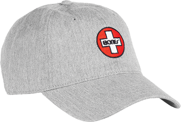 Bones Wheels Bearings Swiss Dad Cap Skate HAT - Adjustable Grey 