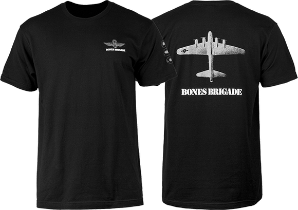 Bones Wheels Brigade Bomber T-Shirt - Size: MEDIUM Black