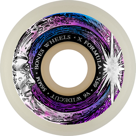 Bones Wheels Xf X99 V6 Wide-Cut 56mm 99a Moon Beam Nat Skateboard Wheels (Set of 4)