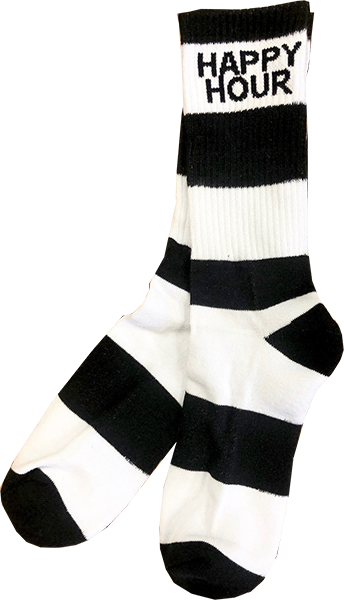 Happy Hour Stripes Crew Socks Black & White 