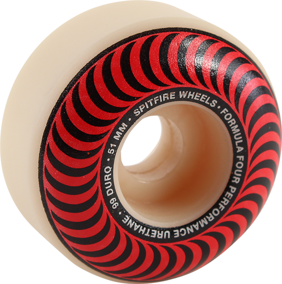 Spitfire F4 99a Classic Swirl 51mm White W/Red Skateboard Wheels (Set of 4)