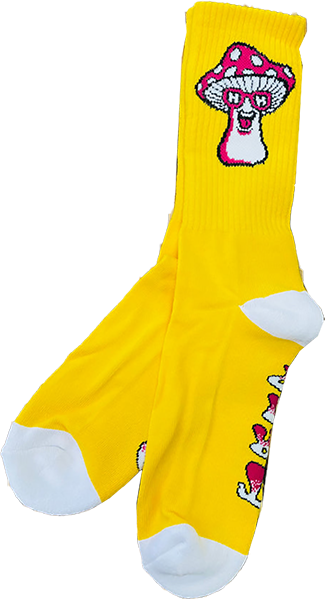 Happy Hour Mushroom Crew Socks Yellow 