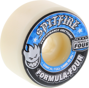 Spitfire F4 99a Conical Full 54mm White W/Blue Skateboard Wheels (Set of 4)