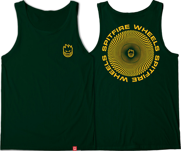 Spitfire Classic Vortex Tank Top Size: MEDIUM Forest/Gold