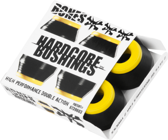 Bones Wheels Hardcore 4pc Med Black/Yellow Bushings