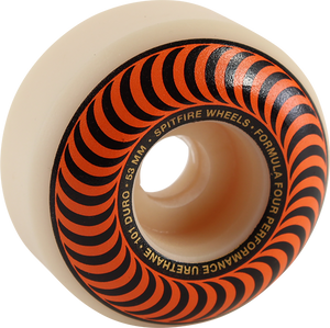 Spitfire F4 101a Classic Swirl 53mm White W/Orange Skateboard Wheels (Set of 4)