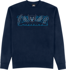 Thrasher Gato Crew Sweatshirt - LARGE Navy