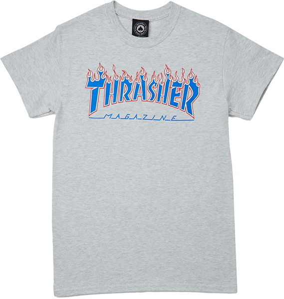 Thrasher Patriot Flame T-Shirt - Size: X-LARGE Heather Grey