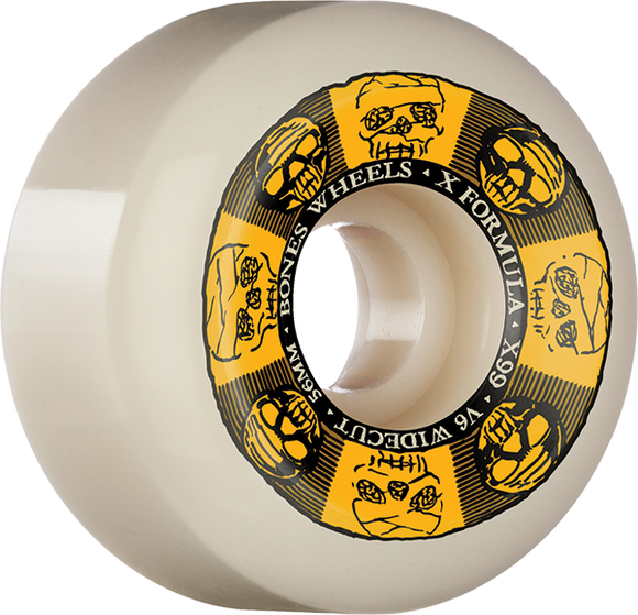 Bones Wheels Xf X99 V6 Wide-Cut 56mm 99a Black N Gold Nat Skateboard Wheels (Set of 4)