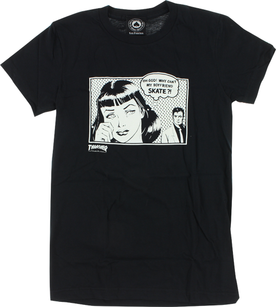 Thrasher Boyfriend Girls T-Shirt - Size: SMALL Black