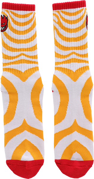 Spitfire Bighead Fill Emb Swirl Crew Socks White/Gold/Red 