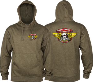 Powell Peralta Winged Ripper Hooded Sweatshirt - SMALL Army Heather