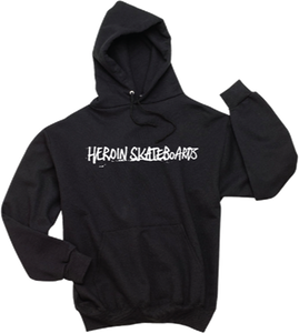 Heroin Painted Hooded Sweatshirt - LARGE Black