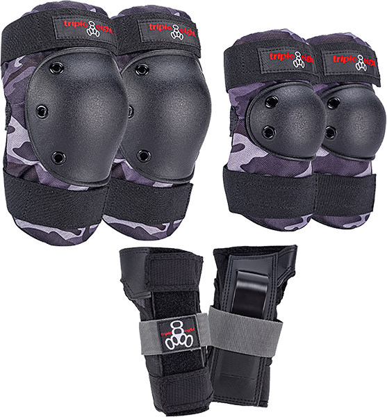 Triple 8 Saver 3/Pk Pads Jr-Charcoal Camo 