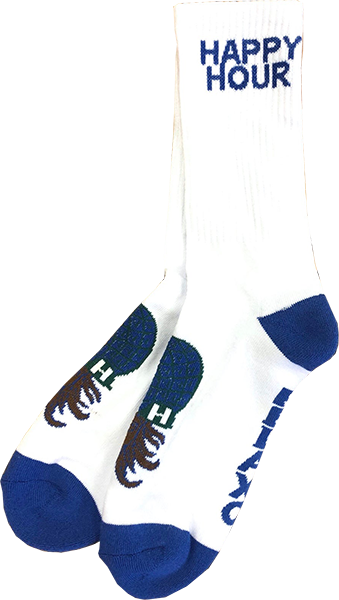 Happy Hr Mucho Relaxo Crew Socks White/Blue - Single Pair 