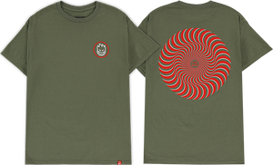 Spitfire Classic Swirl Overlay T-Shirt - Size: X-LARGE Military Green/Red/Wt