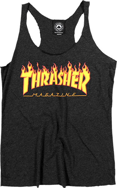 Thrasher Girls Flames Racerback Tank Size: MEDIUM Black