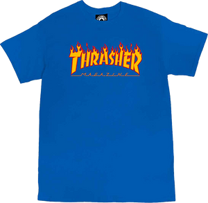 Thrasher Flame T-Shirt - Size: LARGE Royal Blue