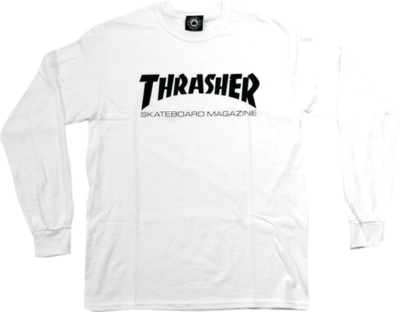 Thrasher Skate Mag Long Sleeve T-Shirt - Size: MEDIUM White/Black