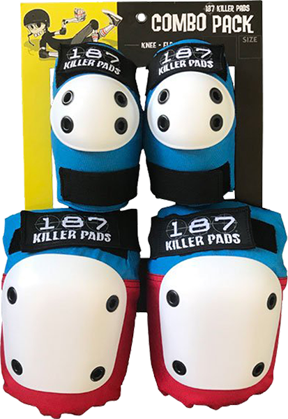 187 Combo Pack Knee/Elbow Pad Set Xs-Red/White/Blu 