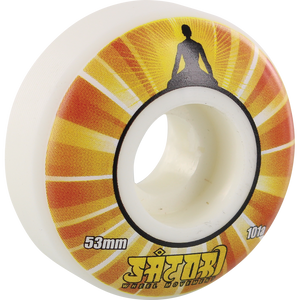 Satori Illuminating 53mm 101a White W/Yellow/Orange Skateboard Wheels (Set of 4)