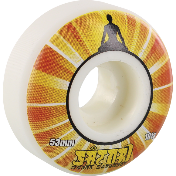 Satori Illuminating 53mm 101a White W/Yellow/Orange Skateboard Wheels (Set of 4)