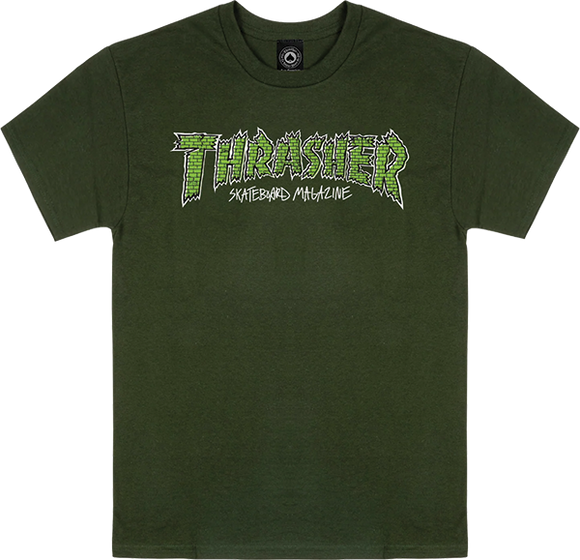 Thrasher Brick T-Shirt - Size: SMALL Forest Green