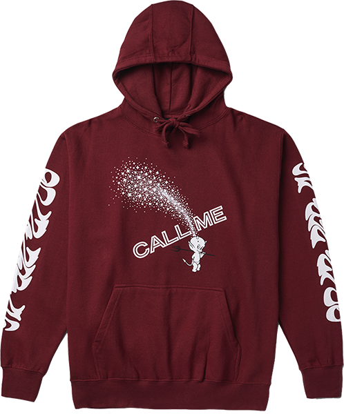 Call Me 917 Devil Calls Hooded Sweatshirt - X-LARGE Maroon