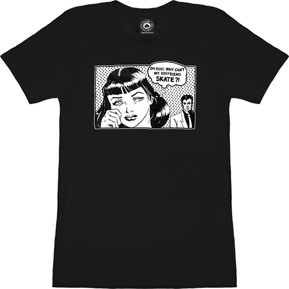 Thrasher Boyfriend Girls T-Shirt - Size: X-SMALL Black