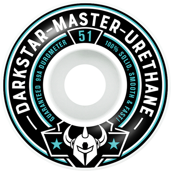 Darkstar Responder 51mm White/Aqua Skateboard Wheels (Set of 4)