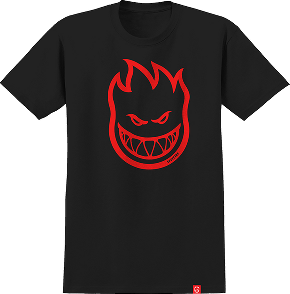 Spitfire Bighead T-Shirt - Size: SMALL Black/Red W/Black Fill