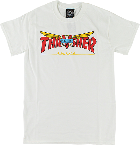 Thrasher Venture Collab T-Shirt - Size: SMALL White/Red/Yellow