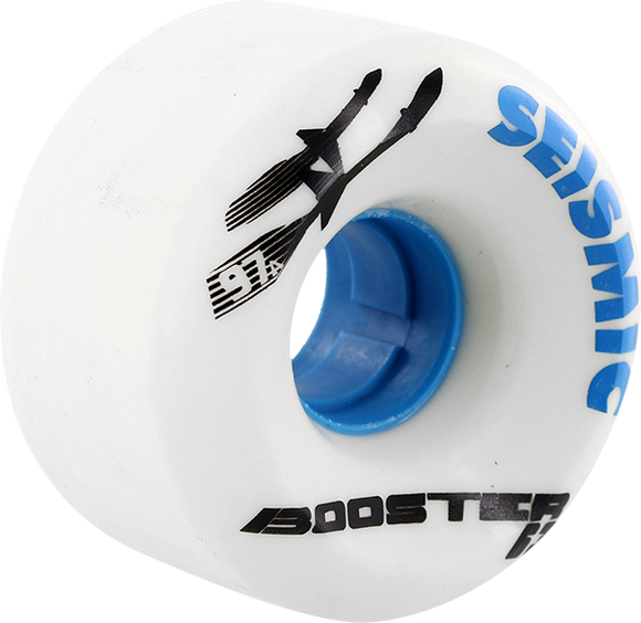 Seismic Booster 63mm 97a White/Blue Longboard Wheels (Set of 4)