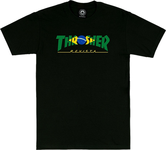 Thrasher Brazil Revista T-Shirt - Size: MEDIUM Black