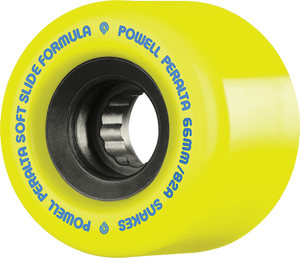 Powell Peralta Snakes 66mm 82a Yellow/Black W/Blu Longboard Wheels (Set of 4)