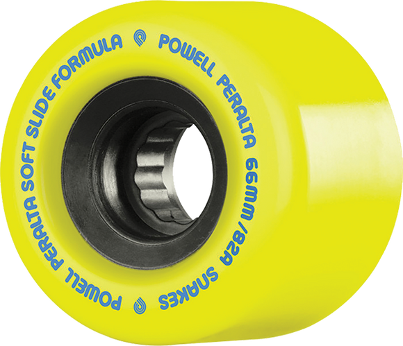 Powell Peralta Snakes 66mm 82a Yellow/Black W/Blu Longboard Wheels (Set of 4)