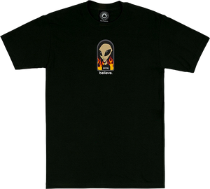 Thrasher X Alien Workshops Believe T-Shirt - Size: SMALL Black