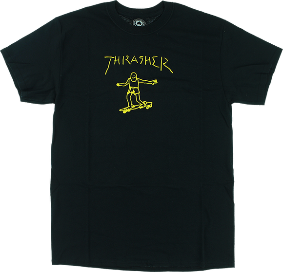 Thrasher Gonz Logo T-Shirt - Size: SMALL Black/Yellow