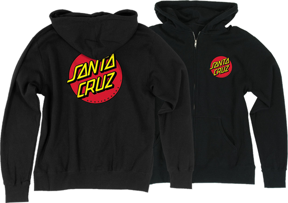 Santa Cruz Classic Dot Zip Hooded Sweatshirt - MEDIUM Black